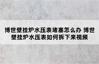 博世壁挂炉水压表堵塞怎么办 博世壁挂炉水压表如何拆下来视频